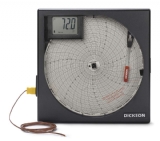 KT803:8''圓盤式溫度圖表記錄器: 1條K型熱電偶線, 數位顯示, 音頻/視覺警報
